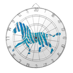 Zebra Silhouette Blue and White Dartboard