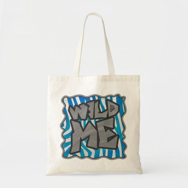 Zebra Silhouette Blue and White Design Tote Bag (Front)