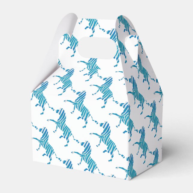 Zebra Silhouette Blue and White Favour Box (Front Side)