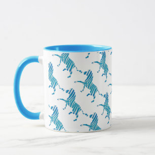 Zebra Silhouette Blue and White Mug