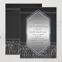 Zebra Silver Grey Glam Birthday Party Any Event