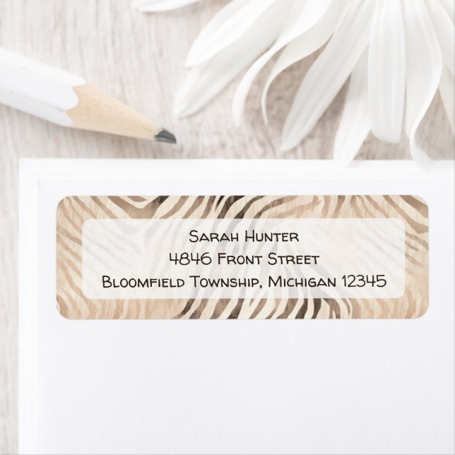 Zebra skin animal , jungle safari return address label (Insitu)