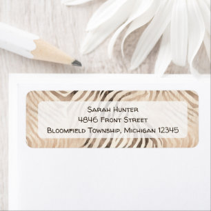 Zebra skin animal , jungle safari return address return address label