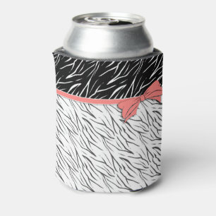 Zebra skin black white tiger leather stripes pink  can cooler