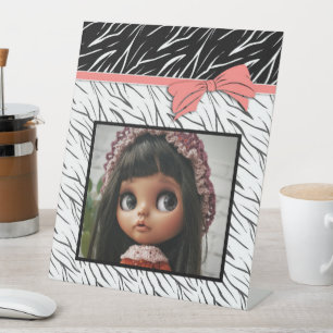 Zebra skin black white tiger leather stripes pink pedestal sign