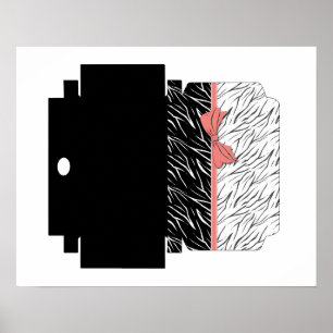 Zebra skin black white tiger leather stripes pink poster
