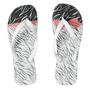 Zebra skin black white tiger leather stripes pink  thongs
