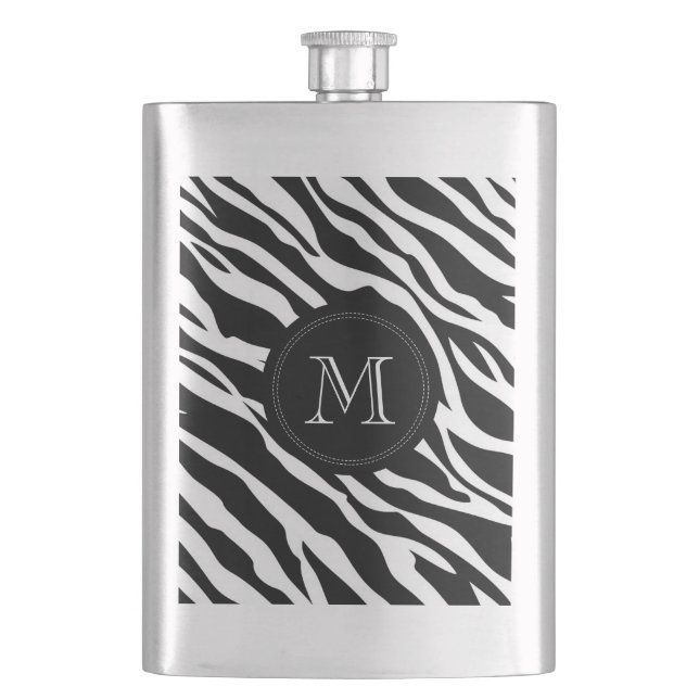 Zebra skin | Custom Monogram Flask (Front)