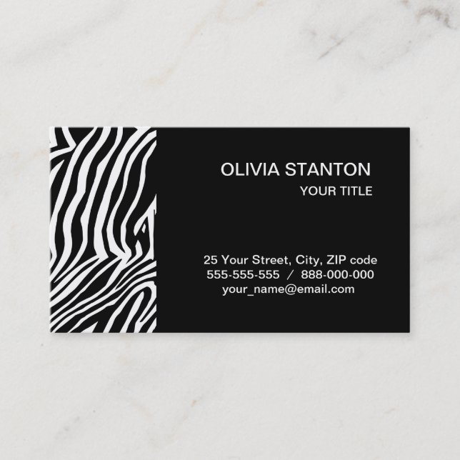 Zebra  skin pattern business card (Front)
