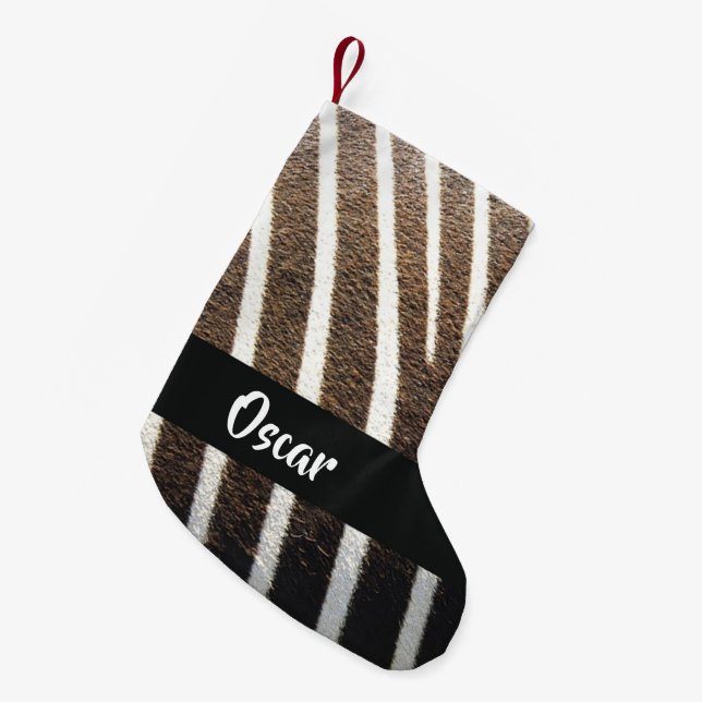 Zebra skin print small christmas stocking (Front (Hanging))