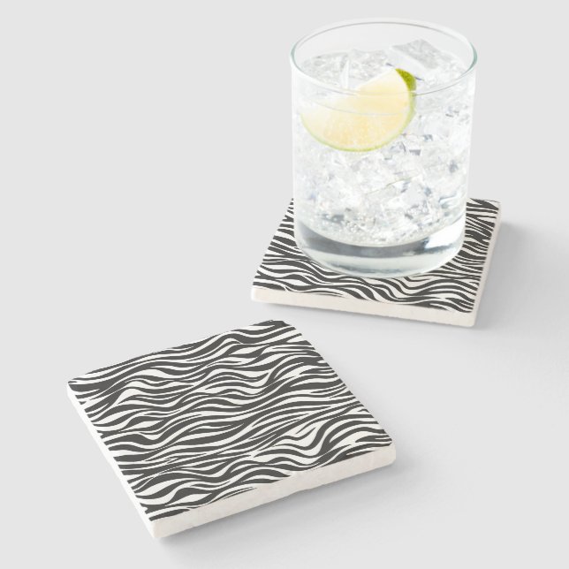 Zebra Skin Print Stone Coaster (Side)