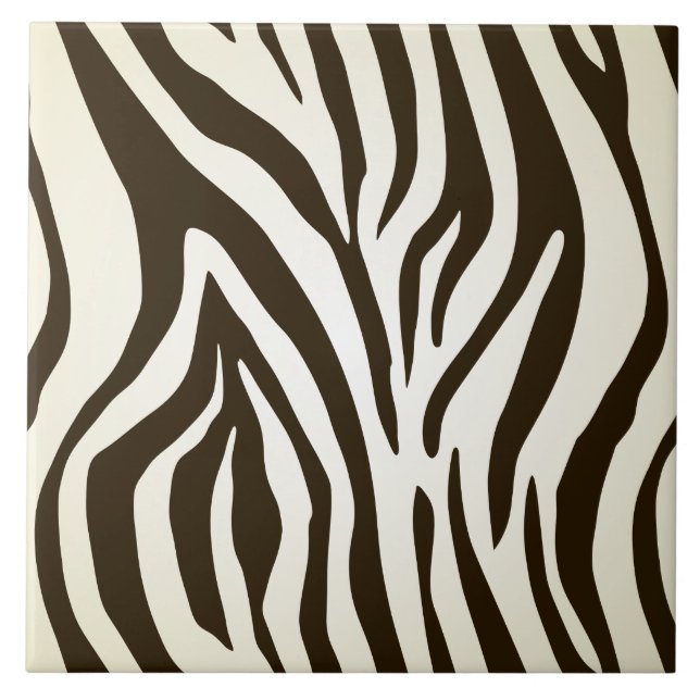 Zebra skin print stripes pattern ceramic tile (Front)