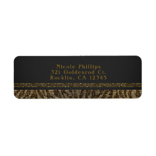 Zebra Sparkle Sequins Glam Chic Party Invitation Return Address Label