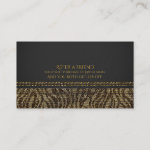 Zebra Sparkle Sequins Glam Chic Refer a Friend Referral Card