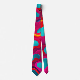 Zebra Strides waves Pink Navy Rainbow Pattern Tie