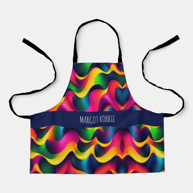 Zebra Strides Waves Rainbow Isometric Pattern Apron (Front)