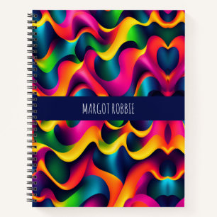 Zebra Strides Waves Rainbow Isometric Pattern Notebook