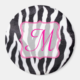 Zebra Stripe Animal Print Monogram Initial Magnet