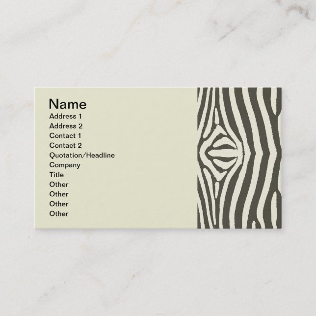Zebra Stripe Animal Print Pattern Business Card (Front)