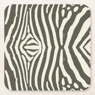 Zebra Stripe Animal Print Pattern Square Paper Coaster