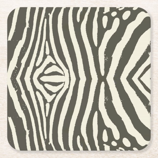 Zebra Stripe Animal Print Pattern Square Paper Coaster (Front)
