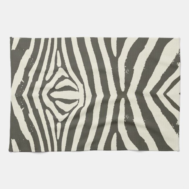 Zebra Stripe Animal Print Pattern Tea Towel (Horizontal)
