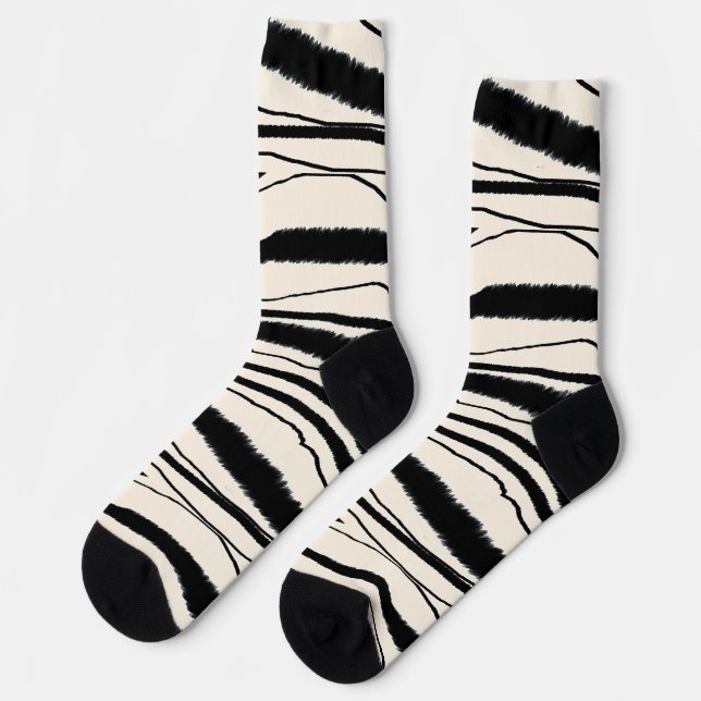 Zebra Stripe Animal Print Premium Crew Socks (Left)