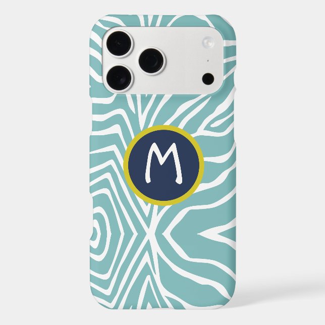 Zebra Stripe Any Colour Blue Monogram Yellow (Back)