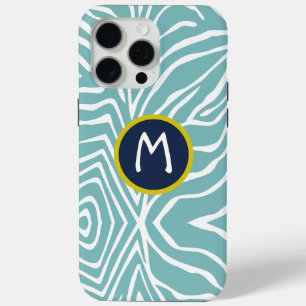 Zebra Stripe Any Colour Blue Monogram Yellow iPhone 15 Pro Max Case