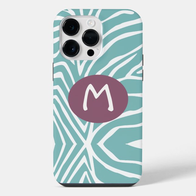 Zebra Stripe Any Colour Monogram iPhone 4 Case (Back)