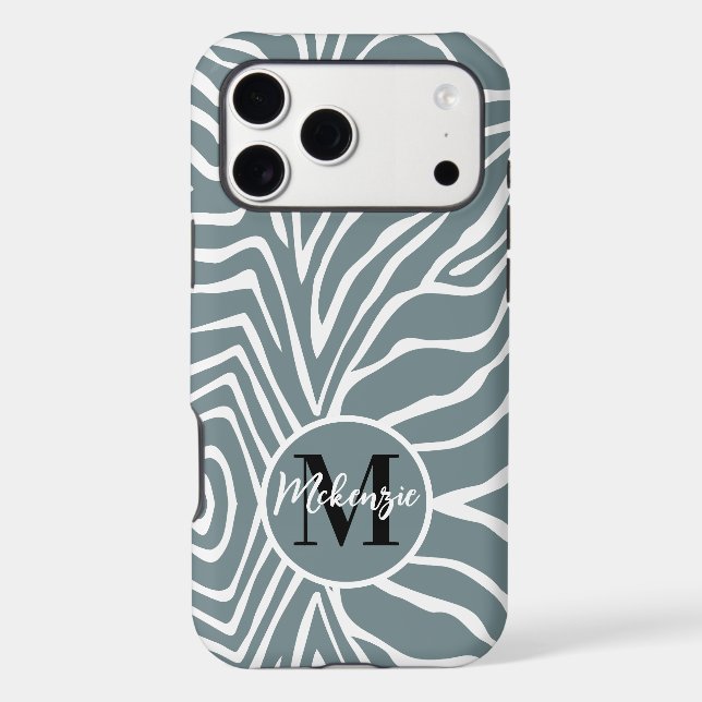 Zebra Stripe Any Colour Personalise Monogram iPhon (Back)
