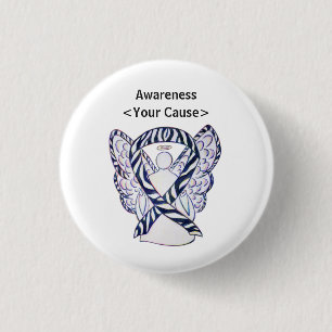 Zebra Stripe Awareness Ribbon Angel Art Button