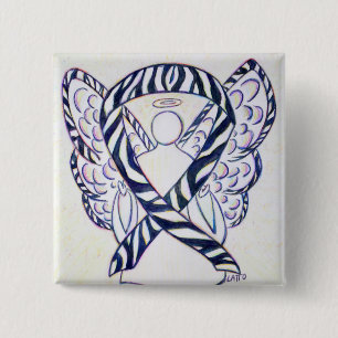 Zebra Stripe Awareness Ribbon Angel Art Button