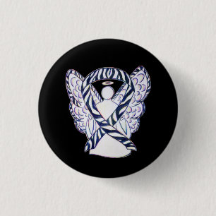 Zebra Stripe Awareness Ribbon Angel Art Button