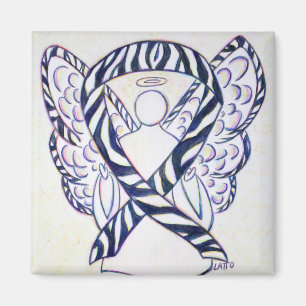 Zebra Stripe Awareness Ribbon Angel Art Magnet