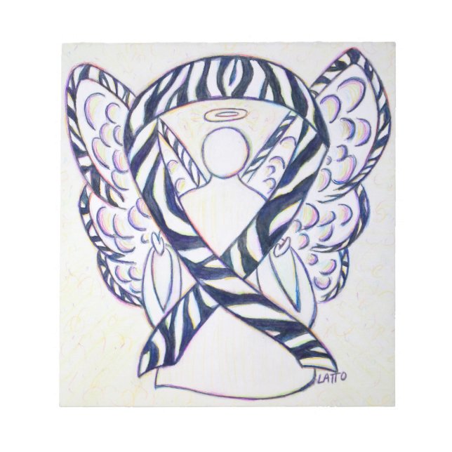 Zebra Stripe Awareness Ribbon Angel Art Notepad (Front)