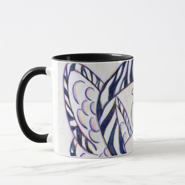 Zebra Stripe Awareness Ribbon Angel Coffee Mugs (Left)