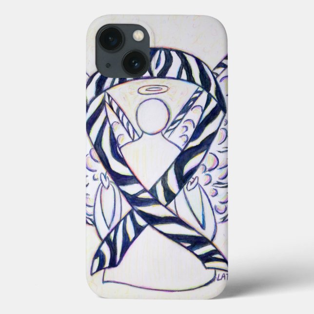 Zebra Stripe Awareness Ribbon Angel iPhone Case (Back)