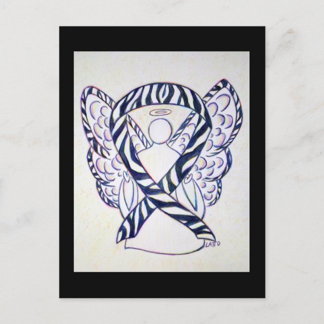 Zebra Stripe Awareness Ribbon Angel Postcards (Front)