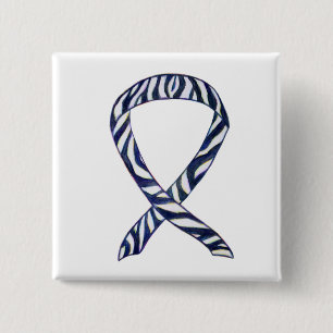 Zebra Stripe Awareness Ribbon Custom Art Button