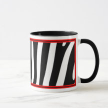 Zebra Stripe Coffee Tea Cup Mug with Red