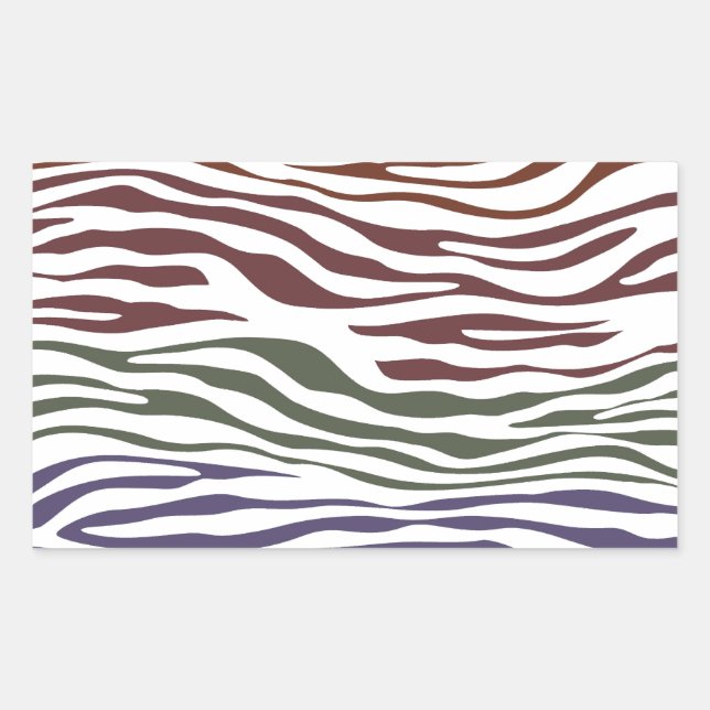 Zebra Stripe Colourful Abstract Rectangular Sticker (Front)