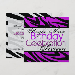 Zebra Stripe/ Cool Purple Invitation