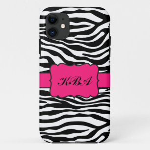 Zebra Stripe & Hot Pink Monogrammed iPhone5 case