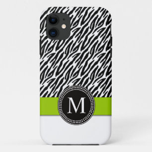Zebra Stripe Monogram Green iPhone 5 Case