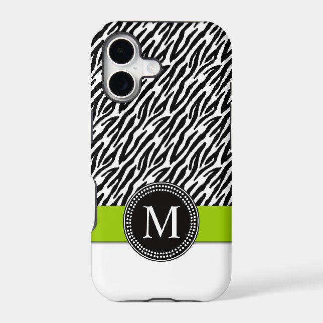 Zebra Stripe Monogram Green iPhone 5 Case (Back)