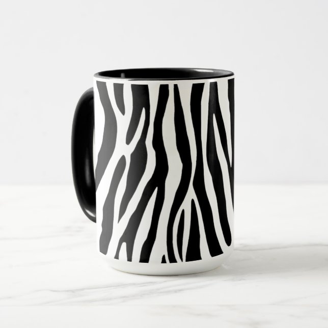 Zebra Stripe Pattern | Classic Black and White Ani Mug (Front Left)