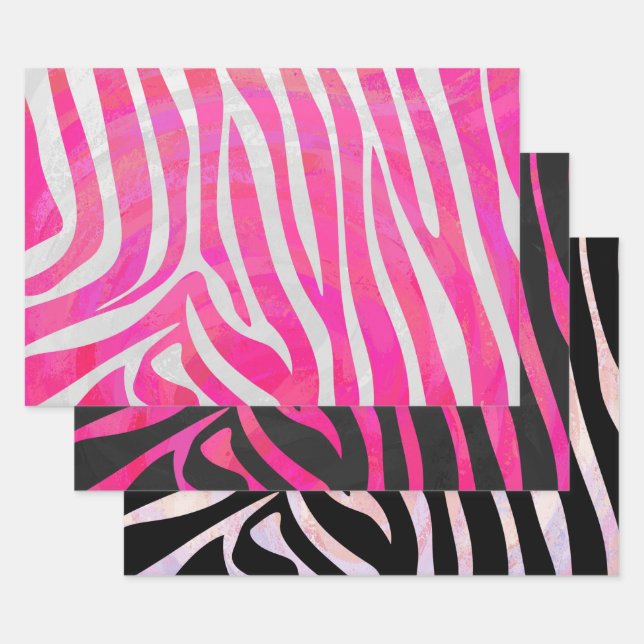 Zebra Stripe Pattern Matching Set Wrapping Paper Sheet (Set)
