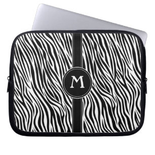 Zebra Stripe Pattern with Monogram Laptop Sleeve