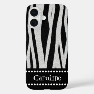 Zebra Stripe Print "Add Your Name" iPhone 16 Case